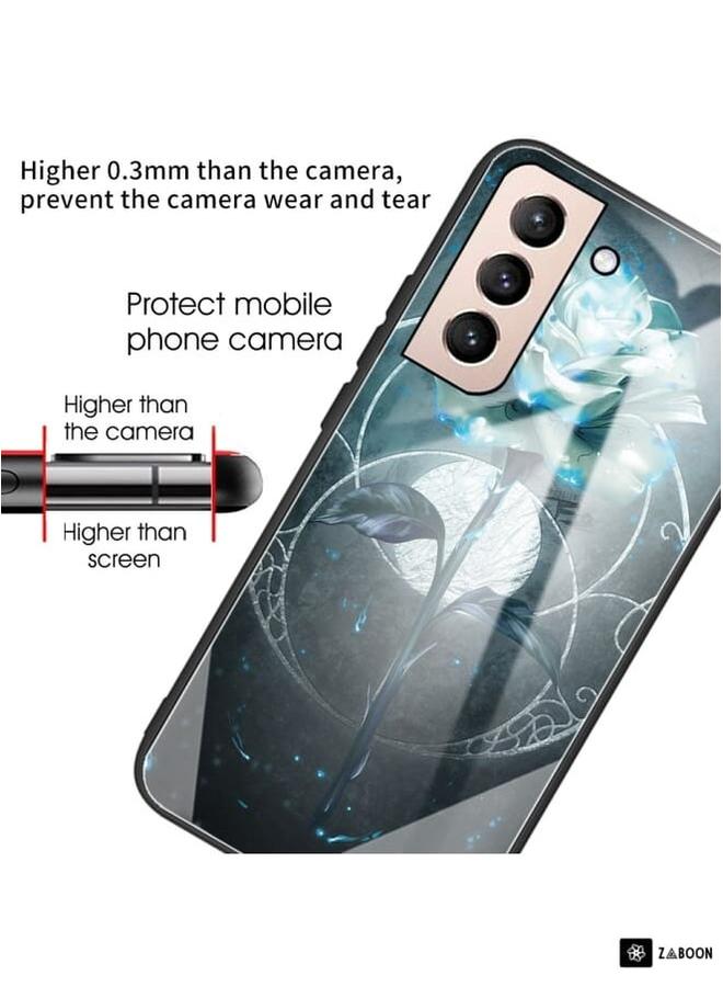 Zaboon Protective Case Cover For Samsung Galaxy S21 FE Colorful Painted Glass Shockproof Protective Case  - Image 4