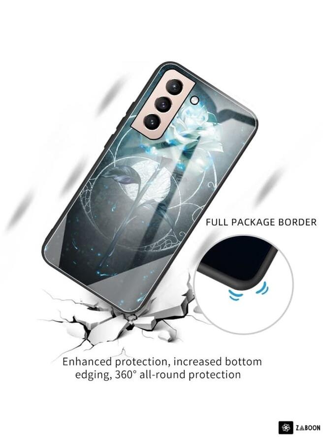Zaboon Protective Case Cover For Samsung Galaxy S21 FE Colorful Painted Glass Shockproof Protective Case  - Image 2