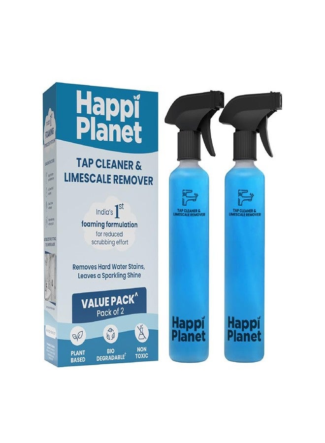 Happi Planet | Tap Cleaner & Limescale Remover | India’s 1st Foaming Formulation for Reduced Scrubbing Effort | 500ml X 2 | All Purpose Cleaner - Suitable for Bathroom, Tap, Shower, Tiles, Mirrors - Image 1