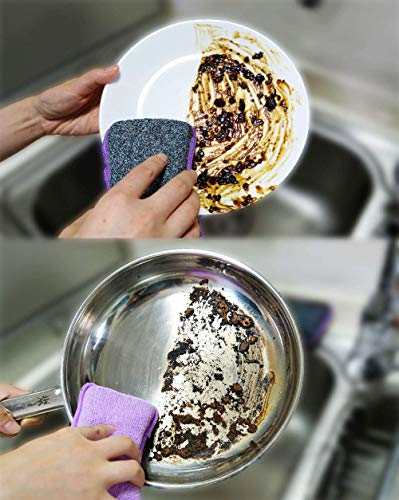 UPSTAR Kitchen Sponges for Dishes, Microfiber Cleaning Scrubber, Non-Scratch Scrubbies for Dishwashing and Bathroom, Size L Pack of 4 - Image 5