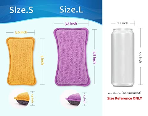 UPSTAR Kitchen Sponges for Dishes, Microfiber Cleaning Scrubber, Non-Scratch Scrubbies for Dishwashing and Bathroom, Size L Pack of 4 - Image 3