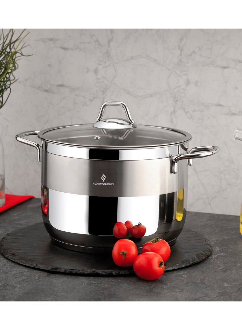 سوفرام طقم قدور سوفرام استيل تركي عالي الجودى غطاء زجاج 10 قطع - Image 3