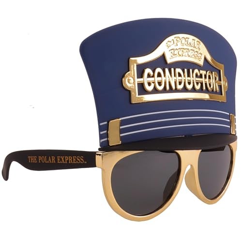 Sun-Staches SunStaches Licensed Polar Express Train Conductor Hat Costume Sunglasses UV400 Protected Lenses One Size Fits Most - Image 1
