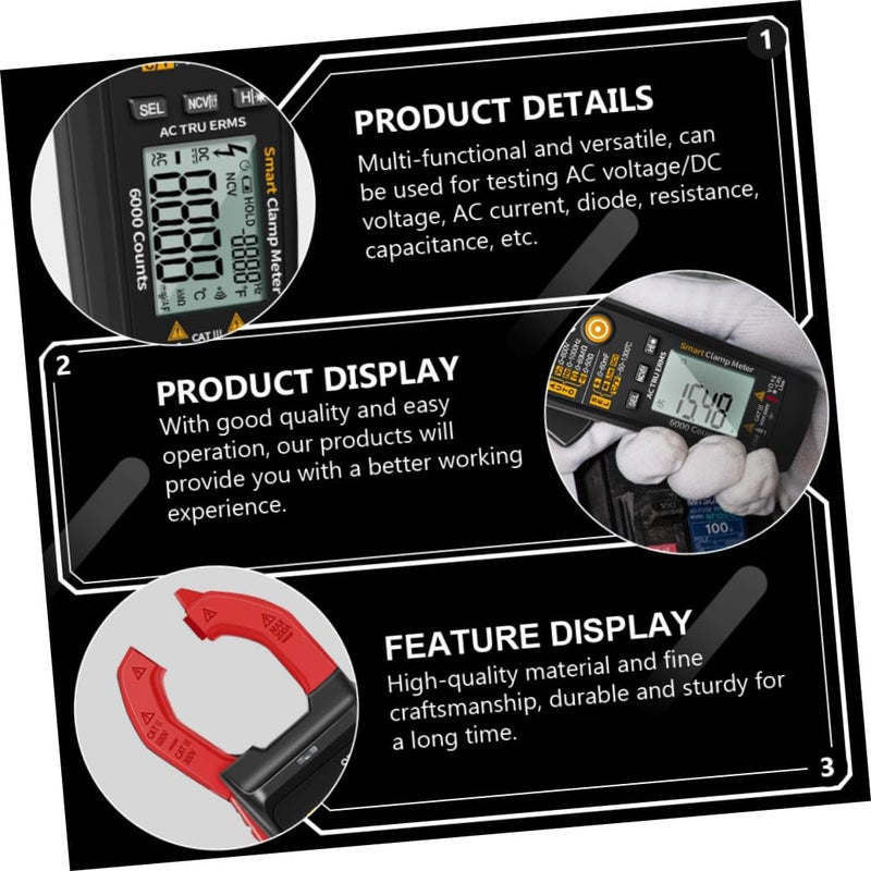 Digital Clamp Meter 6000 Counts Auto Range Clamp On Multimeter AC Current Tester - Image 4