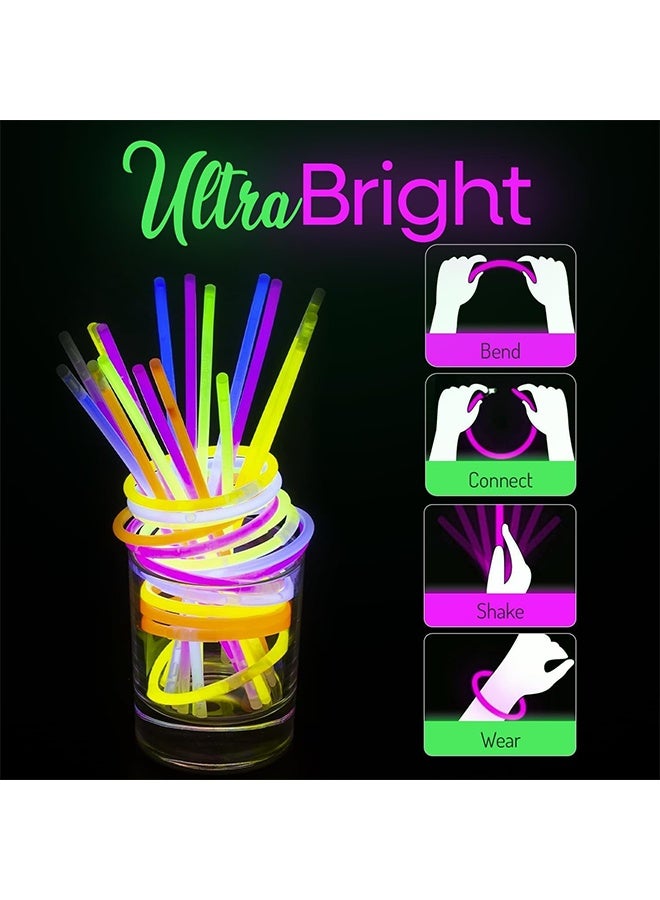 Glow 50 PCS Glow Sticks Bulk Party Pack, Neon Glow in the Dark Party Supplies, Glowsticks with Connectors Bracelets & Necklaces, Light up Favors for Kids, Adults, Birthdays, Parties, Decorations - Image 4