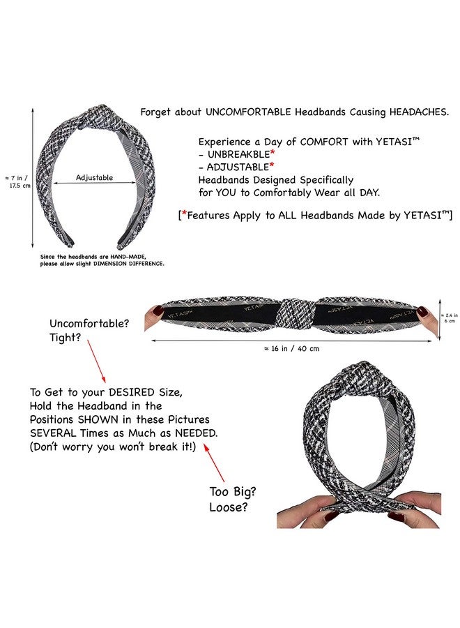 YETASI Brown Women's Headbands - Non-Slip Plaid Knotted Headband with Unique Top Knot Design - Image 5
