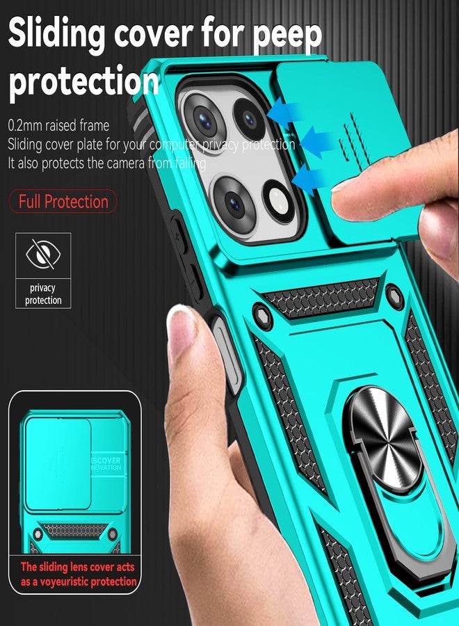 PUSHIMEI for Motorola Moto G 2025 Case, with Slide Camera Cover HD Screen Protector [Military Grade 16ft. Drop Tested] Magnetic Ring Holder Kickstand Protective Phone Case for Motorola Moto G 2025, Mint - Image 5