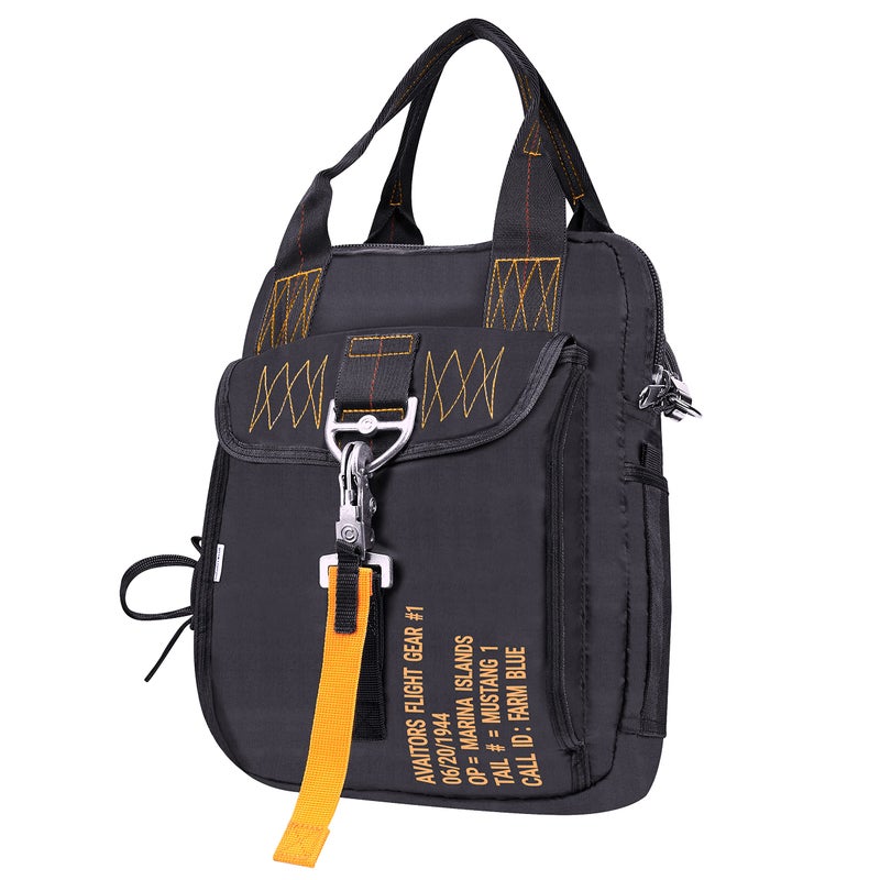 Farm Blue Travel in class with the sturdy Flight Bag #2 -Our Aviators Parachute Style Pilots EDC Bag - Military decorative Para Jump Clip - Sling Crossbody Cell Phone-Men students tots Unisex! -Black - Image 1