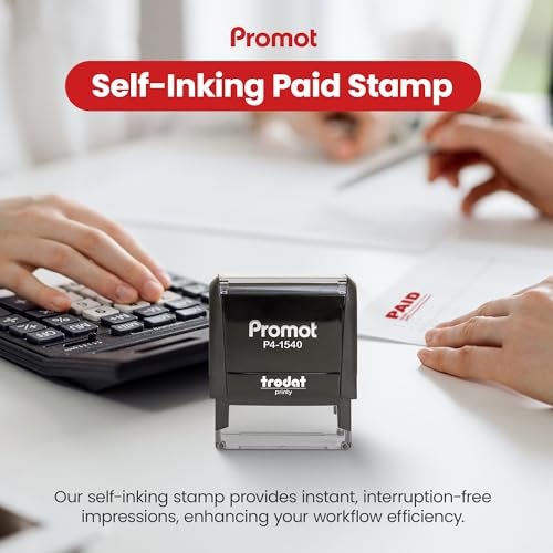 Promot Paid Stamp Self Inking Stamp - Paid Stamp for Office, Accounts Payable Stamp w/Check Number and Date - Rubber Stamps for Retail Use, Red Ink Stamp, Self Inking Stamp for Business Supplies - Image 2