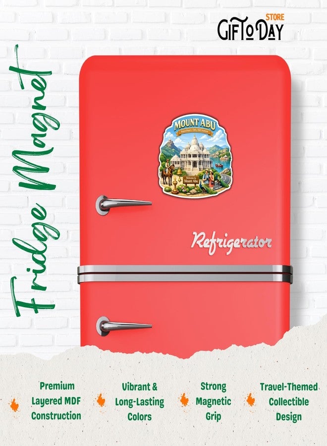 GiftODay Indian Places Theme Souvenir Wooden Fridge Magnet for Refrigerator - Decorative Fridge Magnet for Kitchen & Home Decoration Size 3x3 Inches | Pack of 1 (Mount Abu) - Image 3
