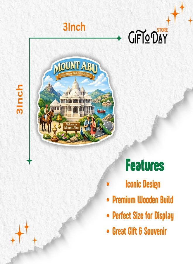 GiftODay Indian Places Theme Souvenir Wooden Fridge Magnet for Refrigerator - Decorative Fridge Magnet for Kitchen & Home Decoration Size 3x3 Inches | Pack of 1 (Mount Abu) - Image 4