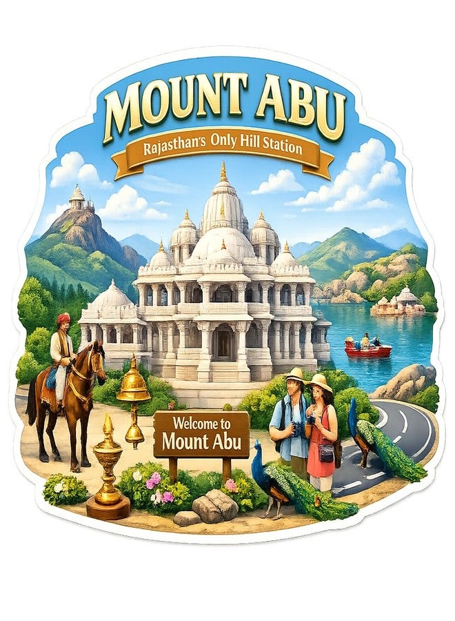 GiftODay Indian Places Theme Souvenir Wooden Fridge Magnet for Refrigerator - Decorative Fridge Magnet for Kitchen & Home Decoration Size 3x3 Inches | Pack of 1 (Mount Abu) - Image 1