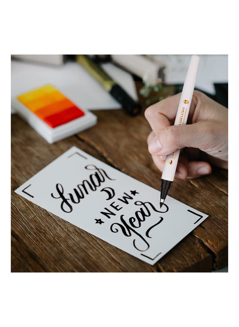 SYOSI SYOSI Hand Lettering Pens, Calligraphy Brush Pens Art Markers for Beginners Writing, Sketching, Art Drawing, Illustration, Scrapbooking, Journaling, Black Ink Pen Set, 4 Sizes - Image 5