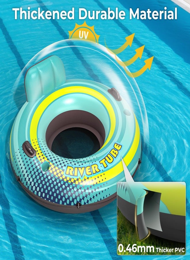POOLACC 2 Pack 53" Heavy Duty River Tube Float for Adults,Inflatable River Raft Float for Pool Lake Beach with Built-in Cup Holders,Ergonomic Backrest,Durable Grip Handles & Grab Rope,360Lb Weight Capacity - Image 3