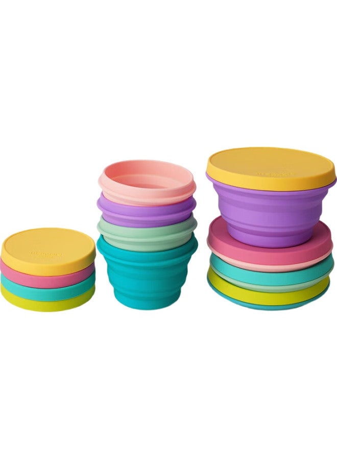 M Square Portable Folding Silicone Cup Bowl Picnic Camping Baby Food Grade Travel Outdoor Lake Blue Medium Bowl - Image 2