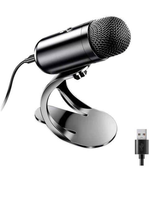 ميكروفون كمبيوتر K6 USB، ميكروفون بودكاست سطح المكتب مع زر كتم الصوت لتسجيل البث، مكثف متعدد الاتجاهات، حامل توصيل وتشغيل مع التحكم في مستوى الصوت للكمبيوتر الشخصي والكمبيوتر المحمول وماك ويوتيوب