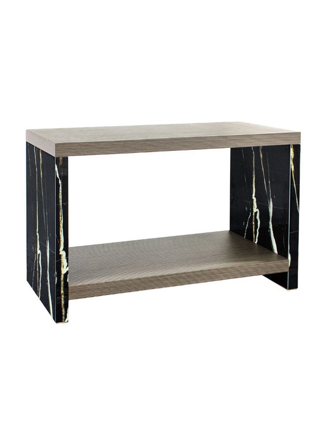 DANUBE HOME - Alisent Console Table With Mirror Modern Entryway Table Stylish Console For Living Room Durable Design With Reflective Mirror Elegant Home DÃ©cor Accent - Brown And Black - Image 1