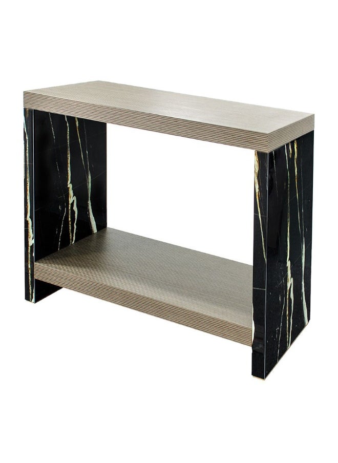 DANUBE HOME Alisent Console Table With Mirror Modern Entryway Table Stylish Console For Living Room Durable Design With Reflective Mirror Elegant Home DÃ©cor Accent - Brown And Black  - Image 4