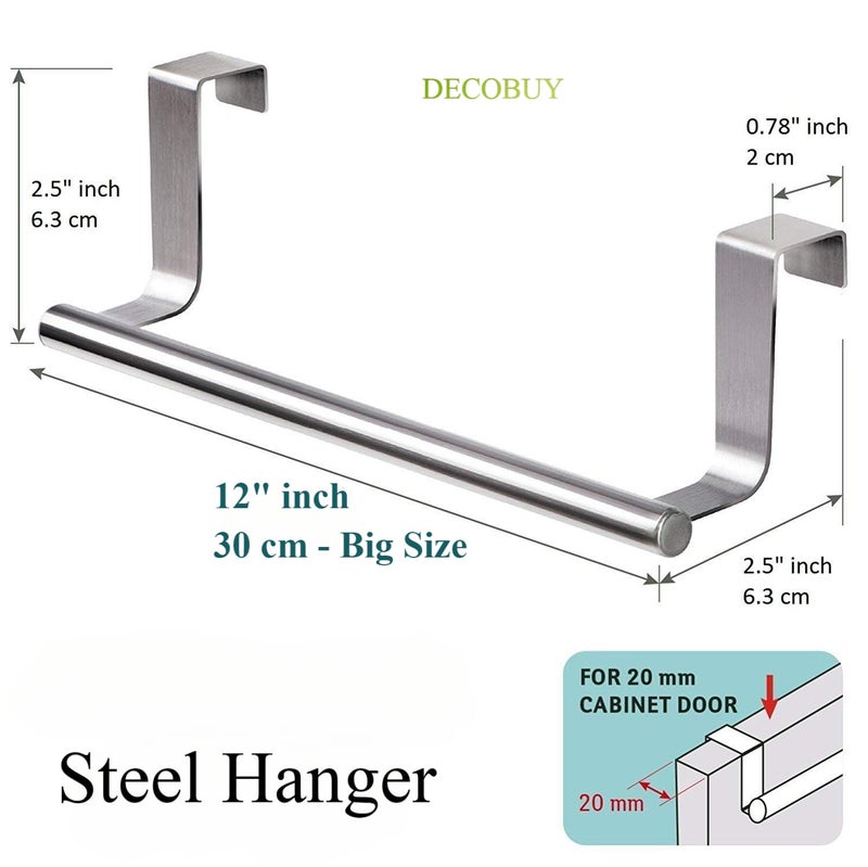 Decobuy Cabinet Door Kitchen Towel Holder, Stainless Steel Towel Holder Adjustable, Over Cabinet Hanger, Towel Bar Hook Rod Rack (Pack of 1) - Image 5