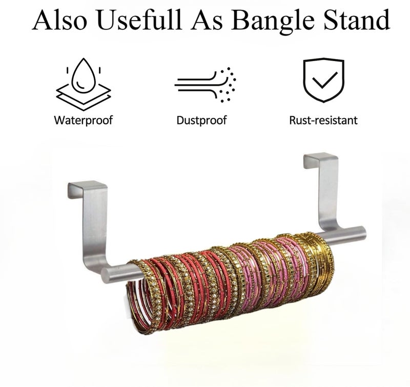 Decobuy Cabinet Door Kitchen Towel Holder, Stainless Steel Towel Holder Adjustable, Over Cabinet Hanger, Towel Bar Hook Rod Rack (Pack of 1) - Image 3