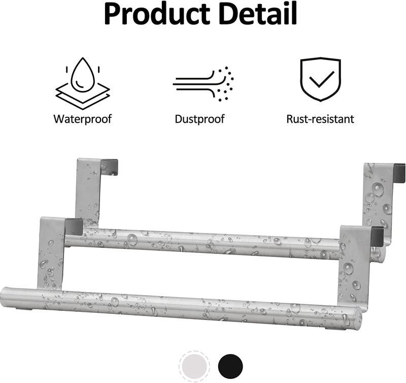 Decobuy Cabinet Door Kitchen Towel Holder, Stainless Steel Towel Holder Adjustable, Over Cabinet Hanger, Towel Bar Hook Rod Rack (Pack of 1) - Image 2