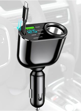 Fast car charger, Retractable Type-C Cable, compatible with 12 V and 24 V, adjustable angle, USB and PD Type-C, suitable for iPhone, iPad, Samsung, Huawei, Xiaomi, OPPO, VIVO and other Android phones - pzsku/ZC4006DFF420AF1AA8174Z/45/1748093790/1e76e2f4-ba5a-45b5-9943-3438d39394ed