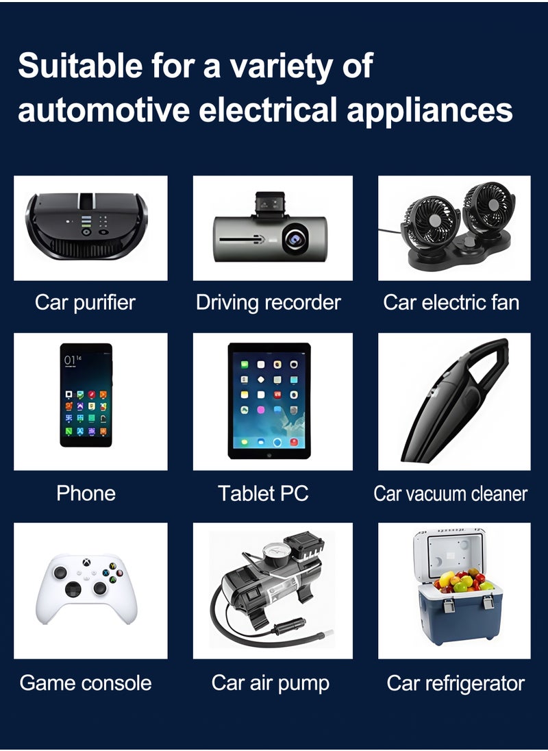 Fast car charger, Retractable Type-C Cable, compatible with 12 V and 24 V, adjustable angle, USB and PD Type-C, suitable for iPhone, iPad, Samsung, Huawei, Xiaomi, OPPO, VIVO and other Android phones