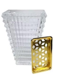 SAQOWARE Luxury Crystal Arabic Incence Bakhoor Burner Square Oud Burner | Mabkhara | Madkhan - Metal with Glass Holder  - Image 4