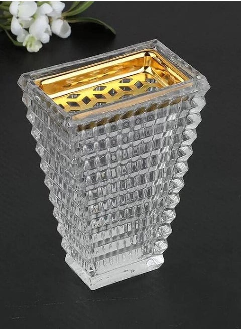 Luxury Crystal Arabic Incence Bakhoor Burner Square Oud Burner | Mabkhara | Madkhan - Metal with Glass Holder
