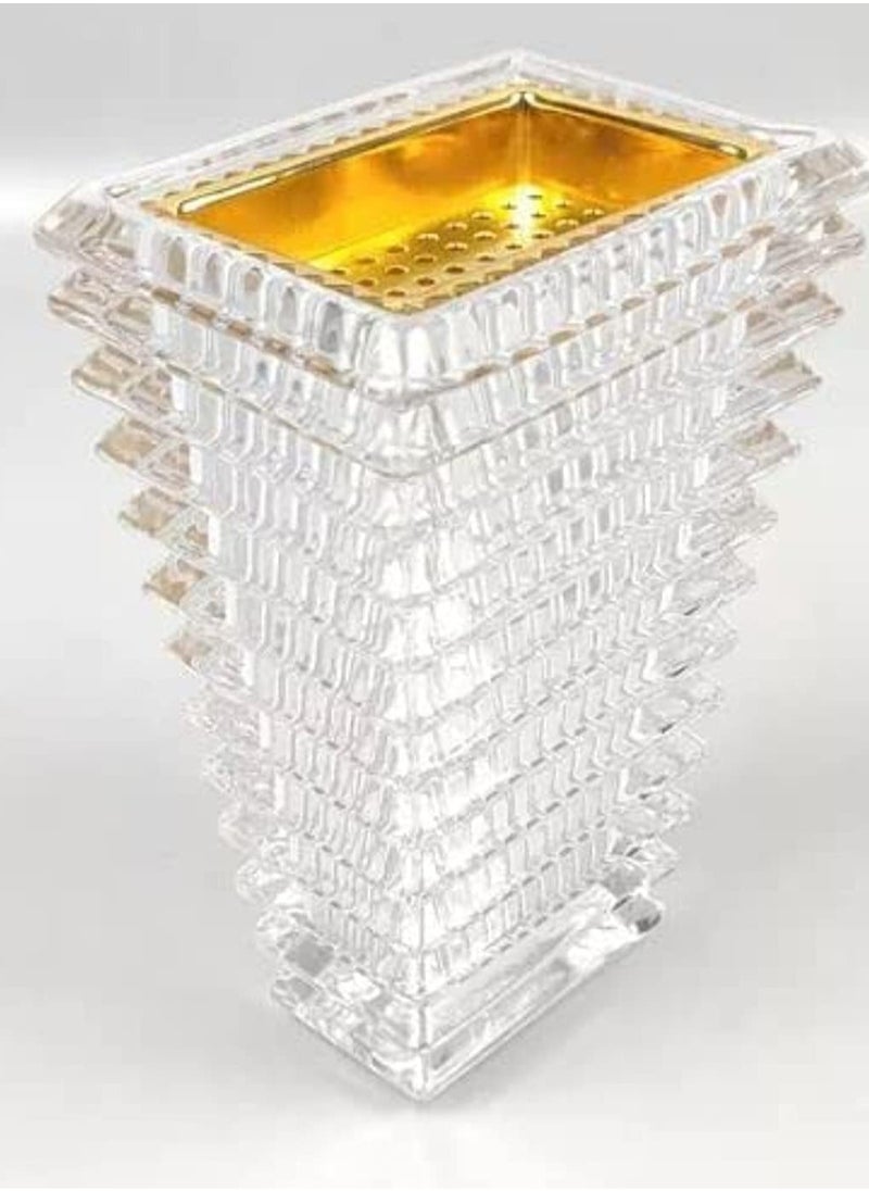 SAQOWARE Luxury Crystal Arabic Incence Bakhoor Burner Square Oud Burner | Mabkhara | Madkhan - Metal with Glass Holder  - Image 3