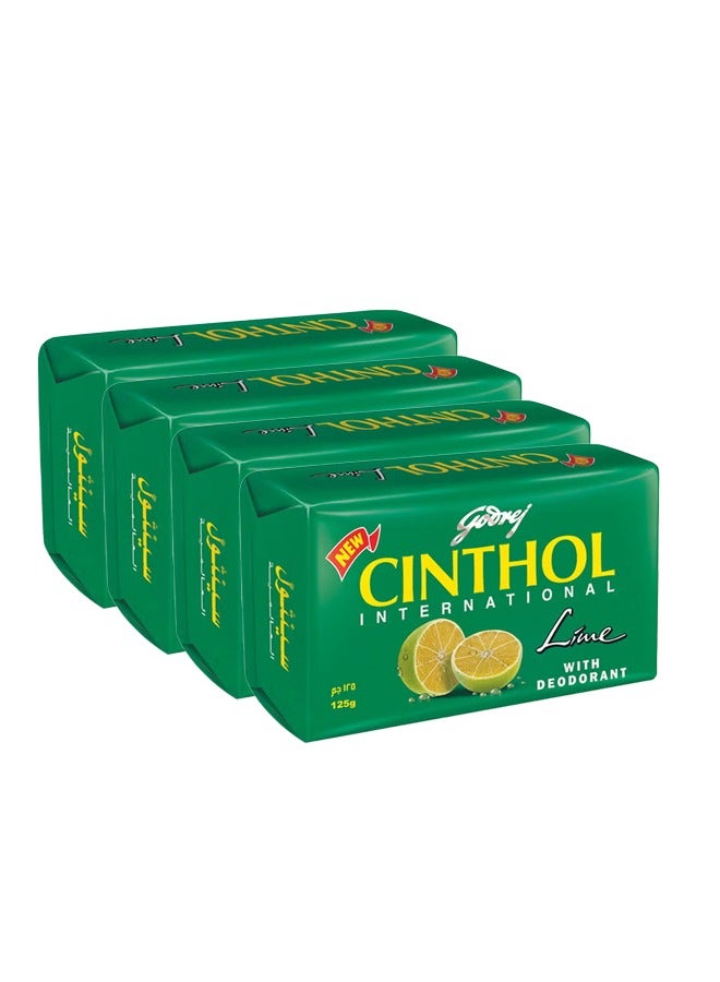Cinthol Bath Soap Lime With Deodorant 125 Pack of 4 - Image 2