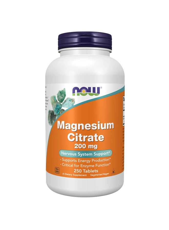 now Supplements, Magnesium Citrate 200 mg, Enzyme Function*, Nervous System Support*, 250 Count (Pack of 1) - Image 1