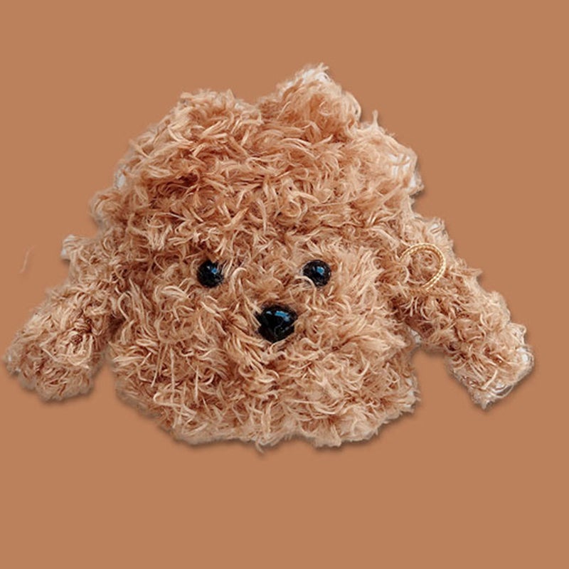 2 pcs Plush Dog Earphone Sleeve Cordless Earphone Case Dog Earphone Cover Cartoon Dog Shape Earphone Protective Cover Winter Autumn Earphone Cover Compatible with iPhone for Women Use Brown - Image 3