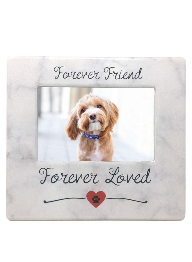 بانبيري ديزاينز إطار تذكاري للحيوانات الأليفة من بانبيري ديزاينز - صديق للأبد، محبوب للأبد، إطار صورة بتصميم بصمة مخلب وقلب - حامل خلفي - ذكرى تعاطف لفقدان كلب أو قطة، مقاس 4 × 6، فتحة الصورة - Image 1