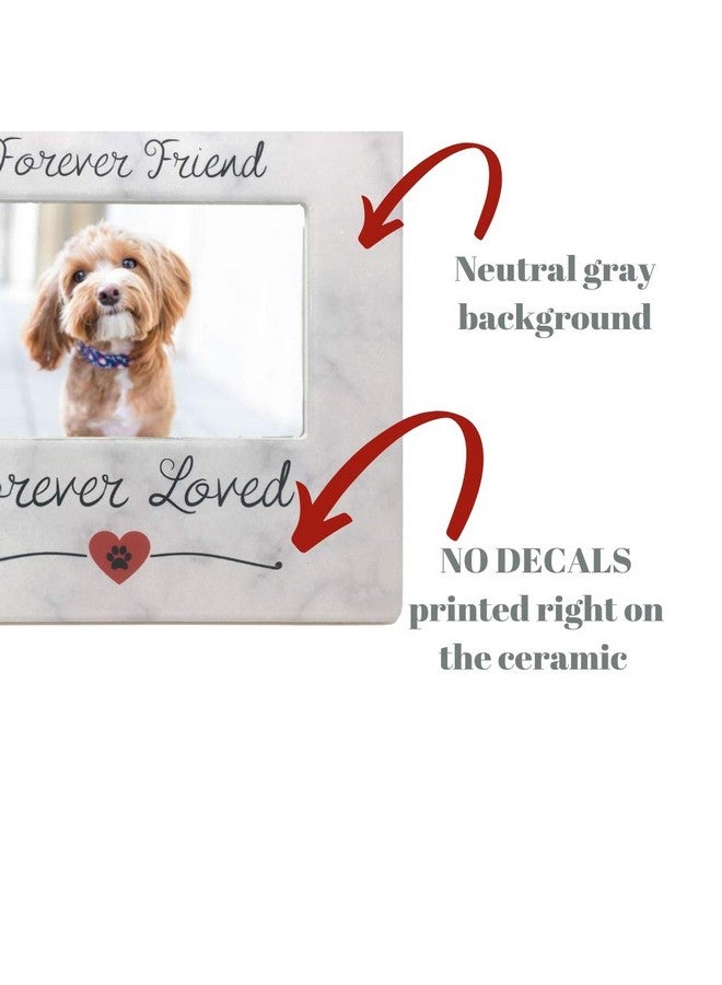 بانبيري ديزاينز إطار تذكاري للحيوانات الأليفة من بانبيري ديزاينز - صديق للأبد، محبوب للأبد، إطار صورة بتصميم بصمة مخلب وقلب - حامل خلفي - ذكرى تعاطف لفقدان كلب أو قطة، مقاس 4 × 6، فتحة الصورة - Image 3