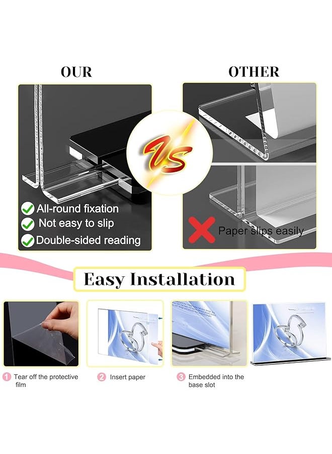 X spring Acrylic Sign Holder A4 6 Pack T Shaped Desktop Display Holder 29.7X21Cm Poster Menu Holder Desktop Display Holders Double Sided Clear Sign Holder For Wedding Restaurant Signs Office  - Image 5