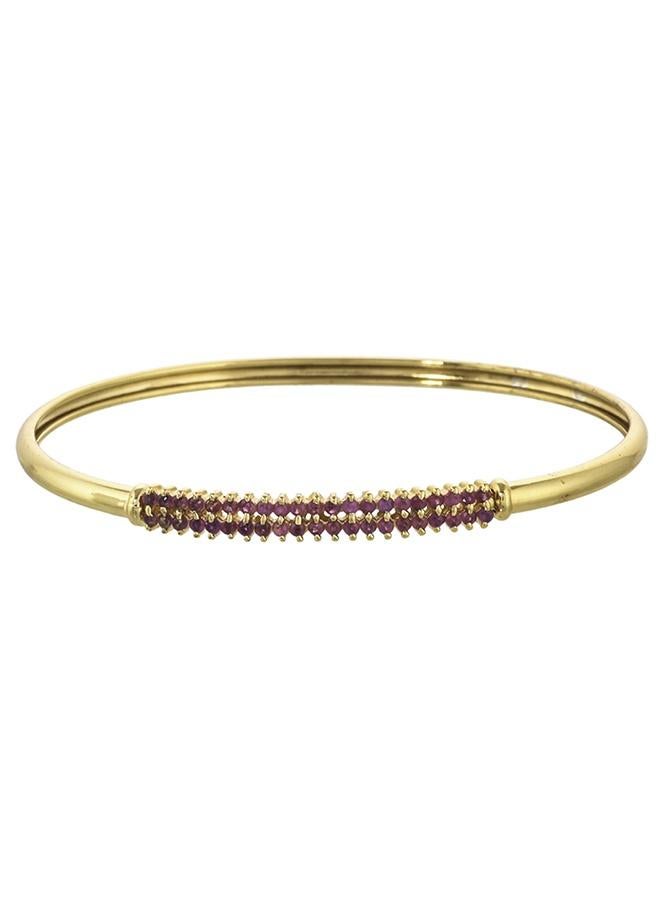 VOYLLA Sparkling Elegance Lattice Pattern Round Cut CZ Gold Plated Brass Bracelet - Image 2