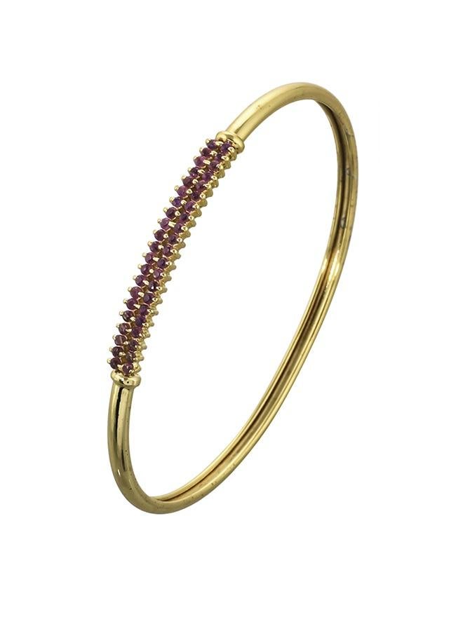 VOYLLA Sparkling Elegance Lattice Pattern Round Cut CZ Gold Plated Brass Bracelet - Image 4