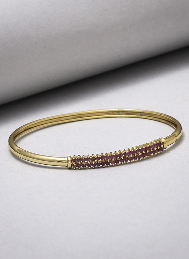 VOYLLA Sparkling Elegance Lattice Pattern Round Cut CZ Gold Plated Brass Bracelet - Image 1