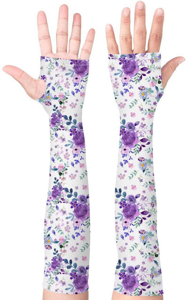 Bebila Gardening Sleeves for Women Farm UV Sun Protection Anti-Scratch Cooling Sleeves with Thumb Hole Arms Cover Outdoors (purple) - Image 1