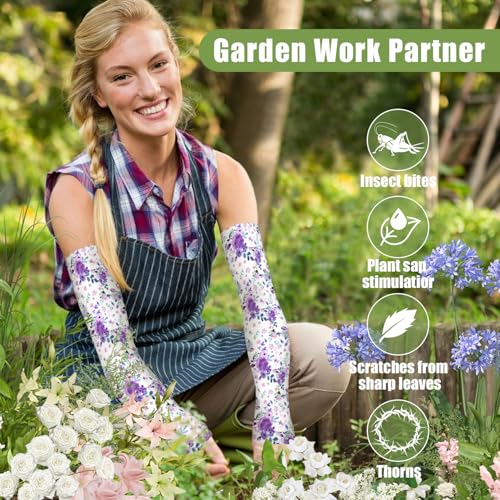 Bebila Gardening Sleeves for Women Farm UV Sun Protection Anti-Scratch Cooling Sleeves with Thumb Hole Arms Cover Outdoors (purple) - Image 4