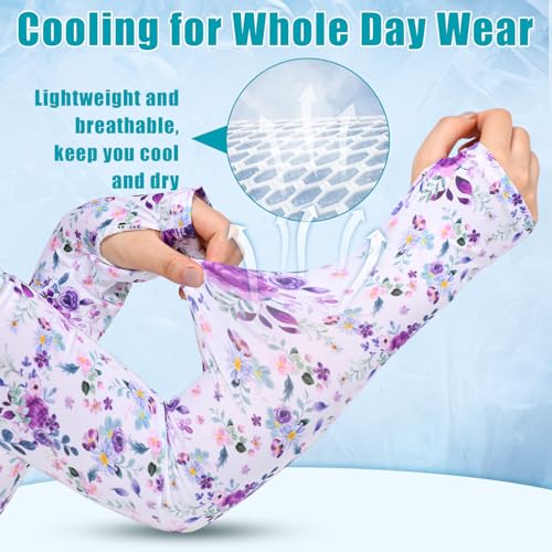 Bebila Gardening Sleeves for Women Farm UV Sun Protection Anti-Scratch Cooling Sleeves with Thumb Hole Arms Cover Outdoors (purple) - Image 3