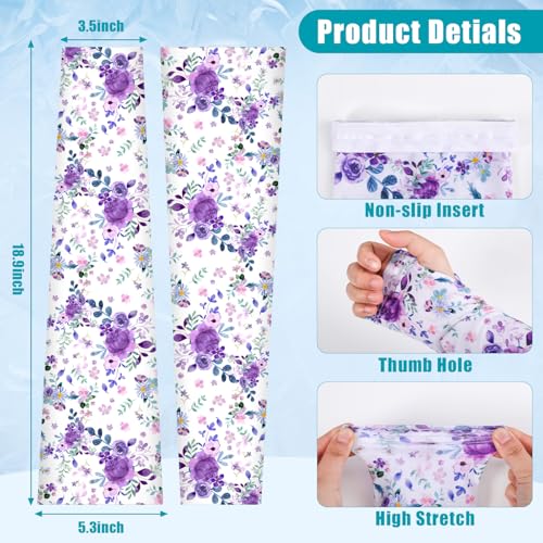 Bebila Gardening Sleeves for Women Farm UV Sun Protection Anti-Scratch Cooling Sleeves with Thumb Hole Arms Cover Outdoors (purple) - Image 5