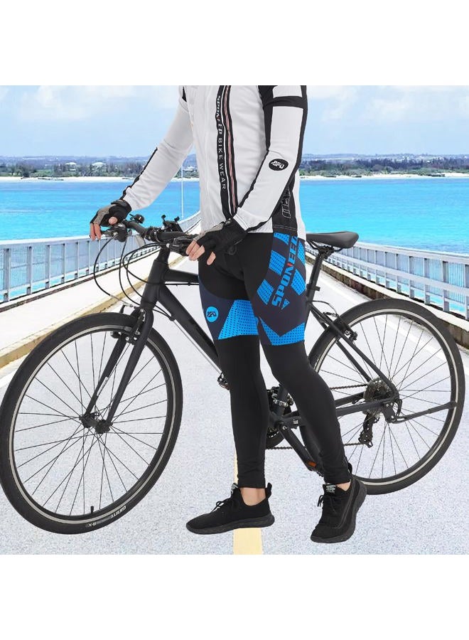 sponeed Bicycle Clothing Men Bike Pants Spring Bicycling Tights Long Sleeve Riding Pant US L Blue - Image 3