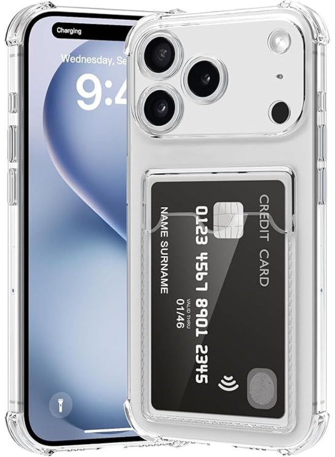 Clear Wallet Phone Case for iPhone 17 Pro Max, Upgrade Card Slot Case, Slim Fit Protective Soft TPU Shockproof Wallet Case with Cute Card Holder Pocket for iPhone 17 Pro Max (Clear) - Image 1