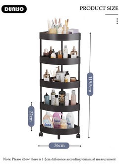 DUNISO 5 Tiers Shower Caddy, Bathroom Corner Shelf Organizer with Wheels, Rust Proof Corner Open Storage Cart, Hollow Design Shower Caddy Corner Shelves,Bathroom Shelving Unit Cart, Shower Shelves for for Bathroom, Kitchen, Laundry  - Image 4
