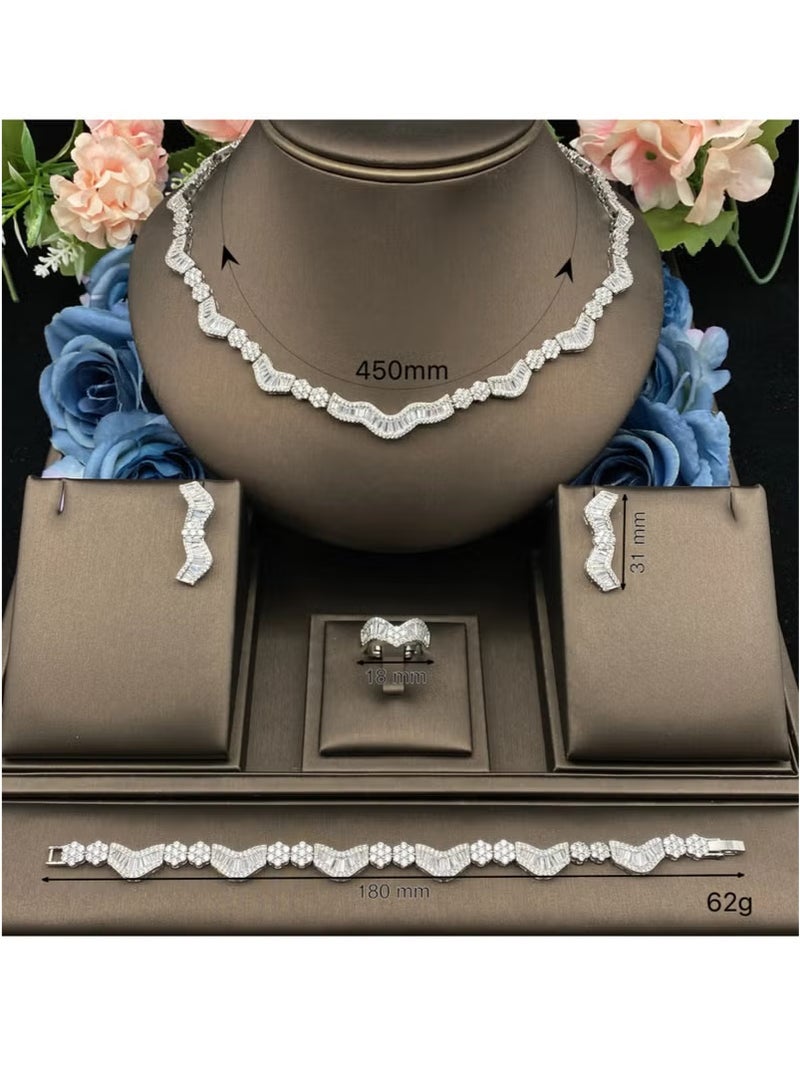 Ciara Luxury Fashion Cubic Zirconia 4 Piece Necklace Earrings Ring Bracelet Jewelry Set Suitable Wedding Party for Men Women Gift - Image 5