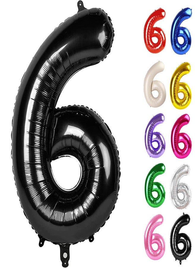 IWERP Black Number 6 Balloon 40 Inch, 6 Balloon Number, 6th Birthday Decorations, Black Party Supplies for Boys Girls - Image 1
