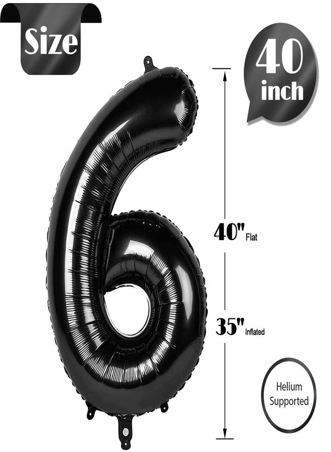 IWERP Black Number 6 Balloon 40 Inch, 6 Balloon Number, 6th Birthday Decorations, Black Party Supplies for Boys Girls - Image 5