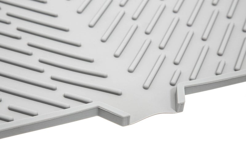 Luxet Silicone Dish Drying Mat With Built-In Drain Lip - Hygienic Drying Pad - Sturdy Compact Easy To Clean Tray Protects Surfaces Prevents Water Build Up - 23 X 17 (Grey) - Image 2